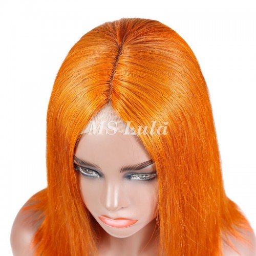 Orange Ginger Color Straight T Part BOB Lace Wig | Human Hair Wig | Lace Front